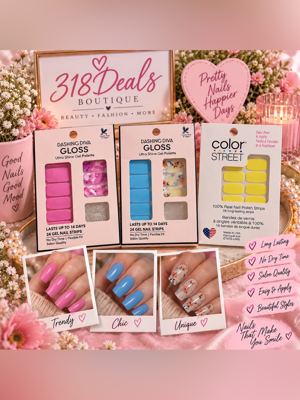 Dashing Diva Gloss & Color Street Nail Polish Strips Bundle – 3 Sets